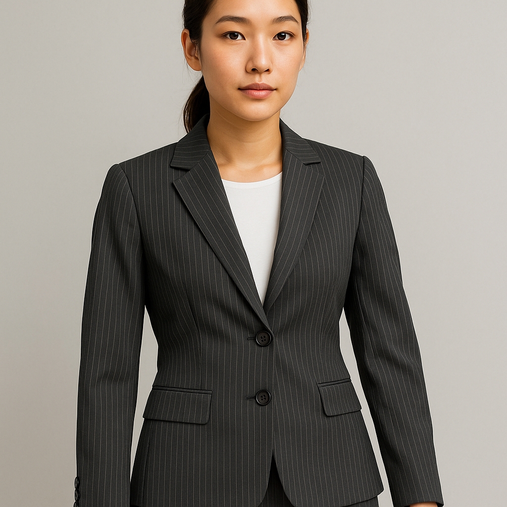 Tahari Asl Charcoal Gray Pinstriped Blazer Size 2